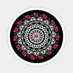 MANDALA ART WITH A TWIST OF ROSE Magnet