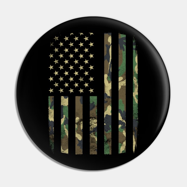 Retro Camo American USA Flag Patriotic Gift Pin by HCMGift