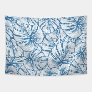 Tropical blue leaves pattern Tapestry