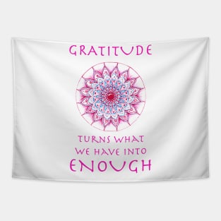 Hand drawn mandala with sign about gratitude Tapestry