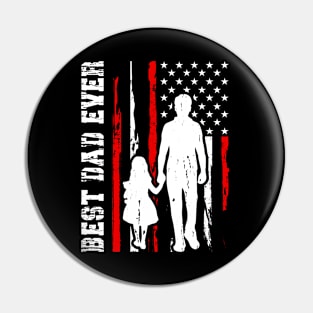 Best Dad Ever With US American Flag, Fathers Day Pin