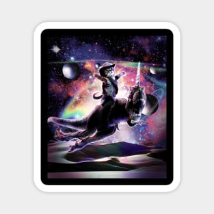 Galaxy Cat On Dinosaur Unicorn In Space Magnet