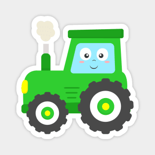 Cute Green Tractor Magnet