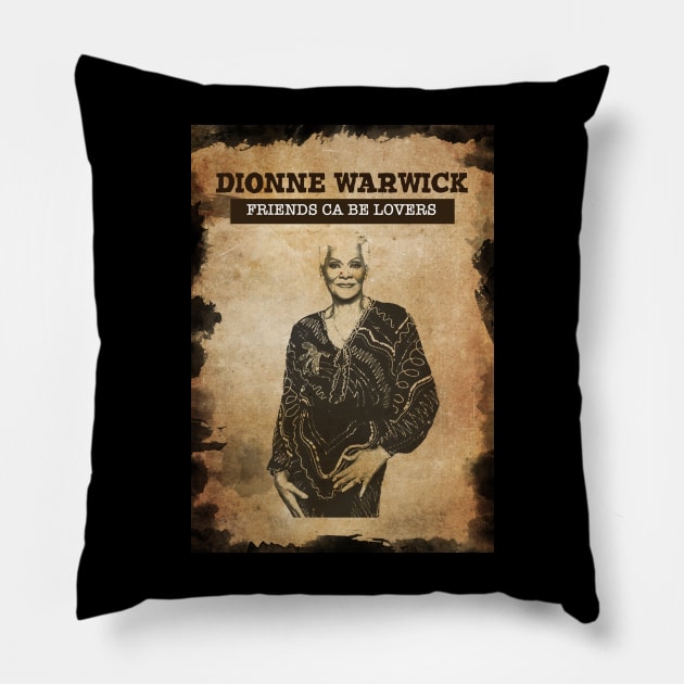 Vintage Old Paper 80s Style Dionne Warwick Pillow by Madesu Art