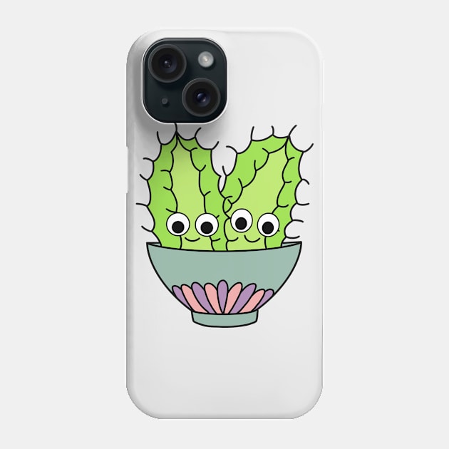 Cute Cactus Design #245: Prickly Pear Cacti In Dainty Bowl Phone Case by DreamCactus