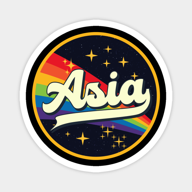 Asia // Rainbow In Space Vintage Style Magnet by LMW Art