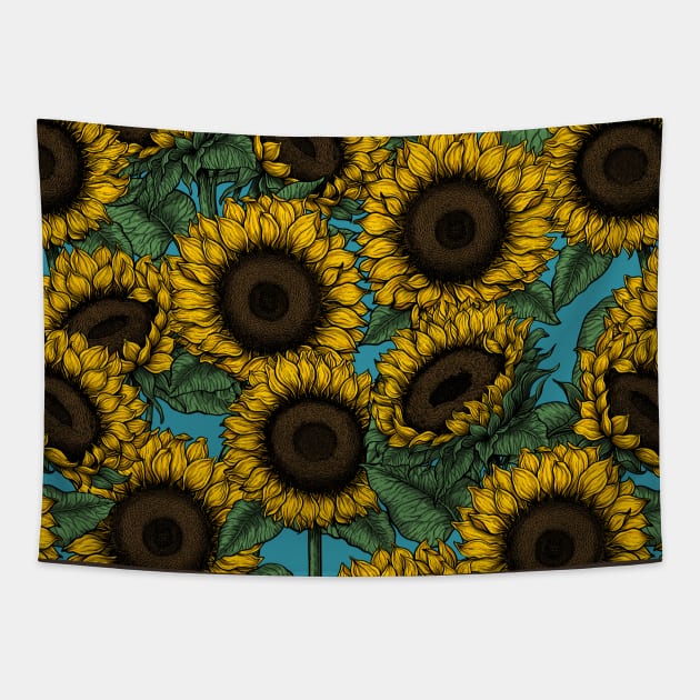 Sunflower field 2 Tapestry by katerinamk