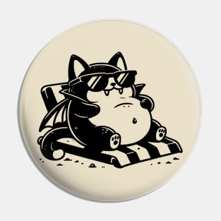 Cute Vampire Cat Sunbathing Pin