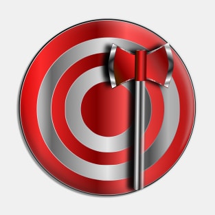 Silver Handle Silver Stripe Target and throwing Hatchet Pin