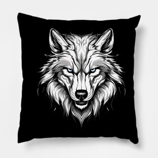 Icy Stare Wolf: Eye-catching Design Pillow