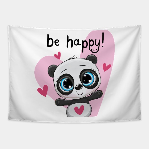 Cute Cartoon Panda Tapestry by Reginast777