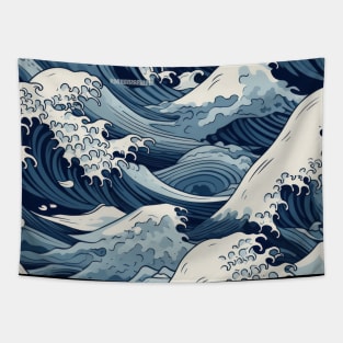 Ephemeral Crests: Hokusai Waves Reimagined Tapestry