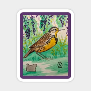 Oregon state bird and flower, the meadowlark and Oregon grape Magnet