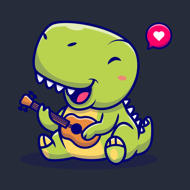 Cute Dinosaur Playing Guitar Cartoon by Catalyst Labs