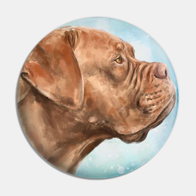 Close Up Painting of Dogue de Bordeaux on Light Blue Background Pin by ibadishi