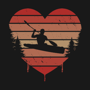 Cute Red Vintage Heart Kayaking Valentine day Love Gift Idea T-Shirt