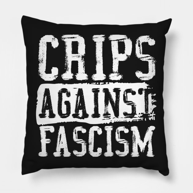 Crips Against Fascism (White Text) Pillow by Model Deviance Designs