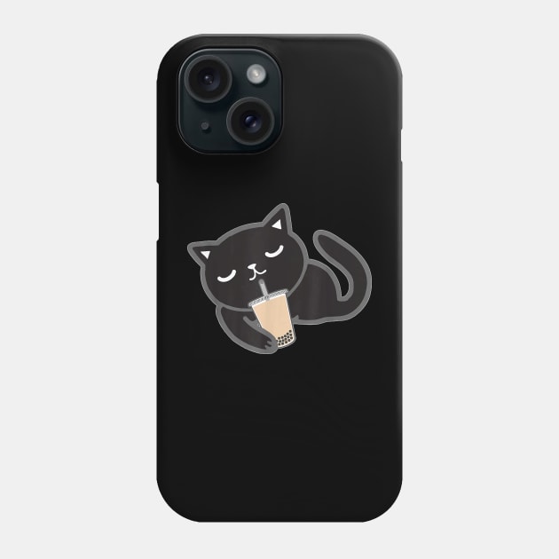 Cute Black Cat With Boba Bombay Kitten Bubble Milk Ea Phone Case by family love forever