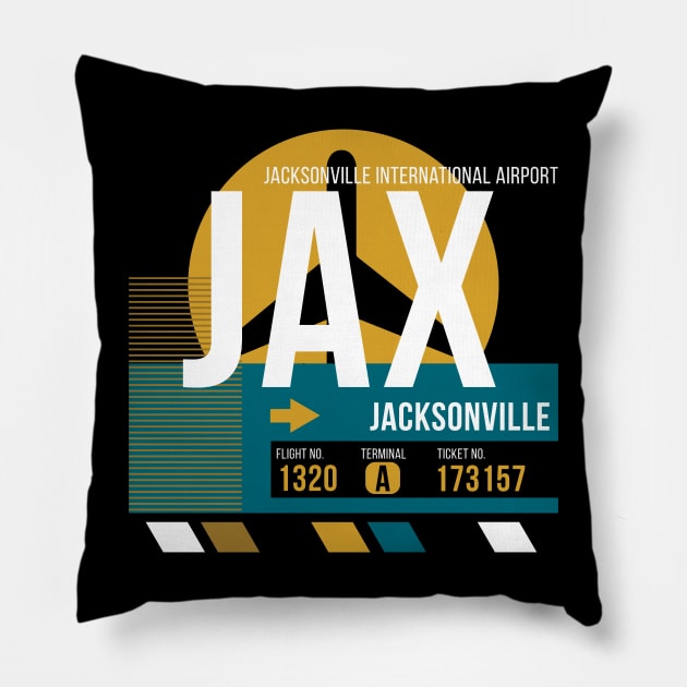 Vintage Jacksonville JAX Airport Code Travel Day Retro Air Travel Pillow by Now Boarding