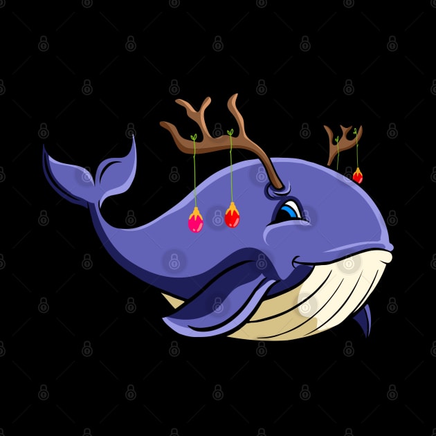 Christmas Narwhale Whale xmas shark with antlers by Shirtbubble