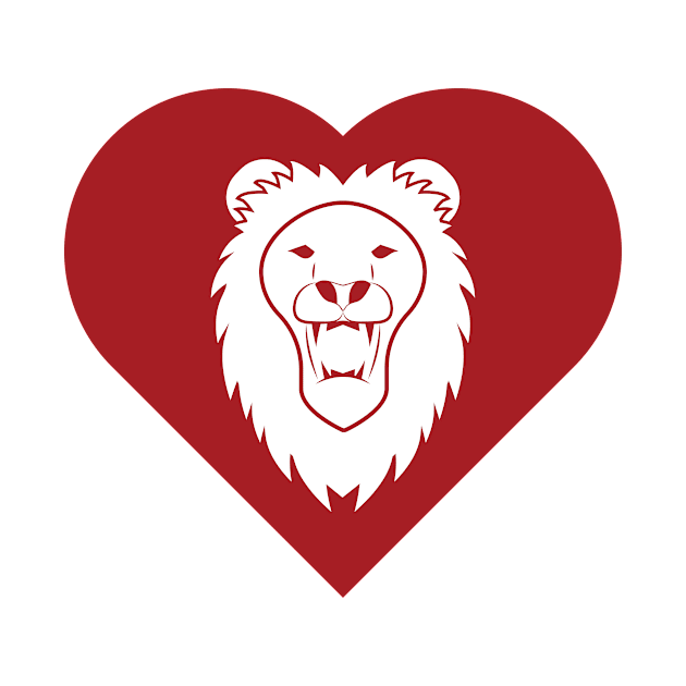 Lion Mascot Cares Red by College Mascot Designs