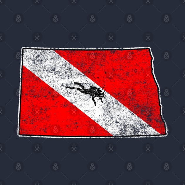 North Dakota Dive Flag Scuba Diving State Map Dive Flag Distressed by TeeCreations