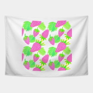 Strawberries Pattern - Hot Pink and Blue Tapestry