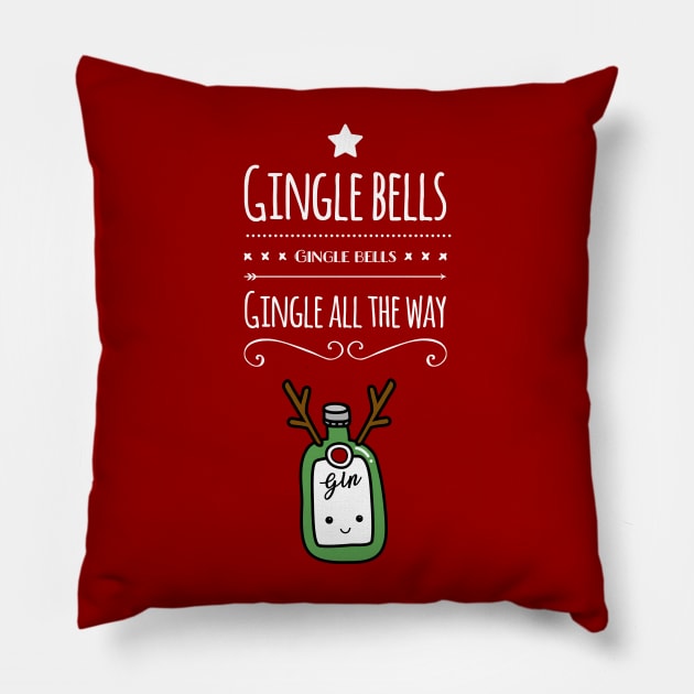 'Gin-gle Bells' Pillow by bluevolcanoshop@gmail.com