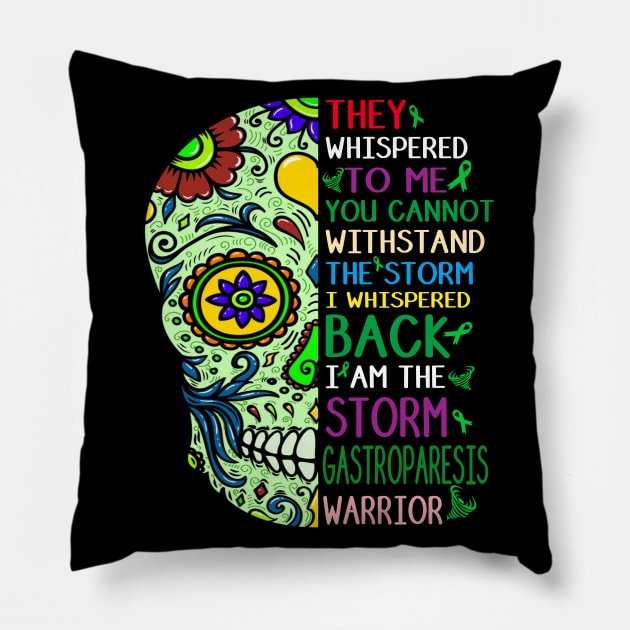 gastroparesis skull warrior i am storm Pillow by TeesCircle