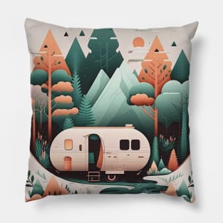 Camping Van, Adventure in the Forest Minimal Pillow