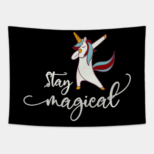 Dabbing Unicorn Christmas Unicorn: Stay Magical Tapestry