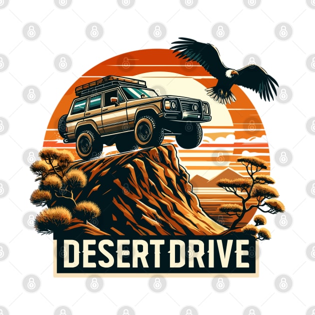 An Suv Driving On A Sand Dune, Desert Drive by Vehicles-Art