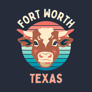 Fort Worth City Texas with Cow T-Shirt