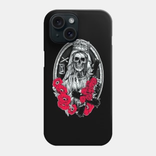 Skull with red flowers Phone Case