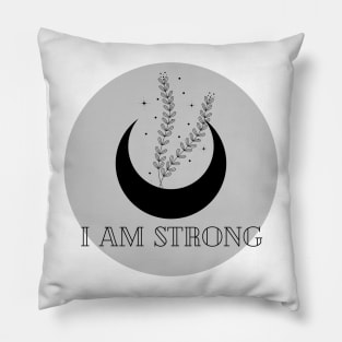 Affirmation Collection - I Am Strong (Gray) Pillow