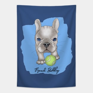 French Bulldog puppy on blue Tapestry