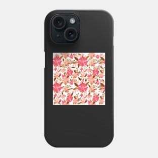 Pastel Color Floral Pattern - Pink Brown White Phone Case