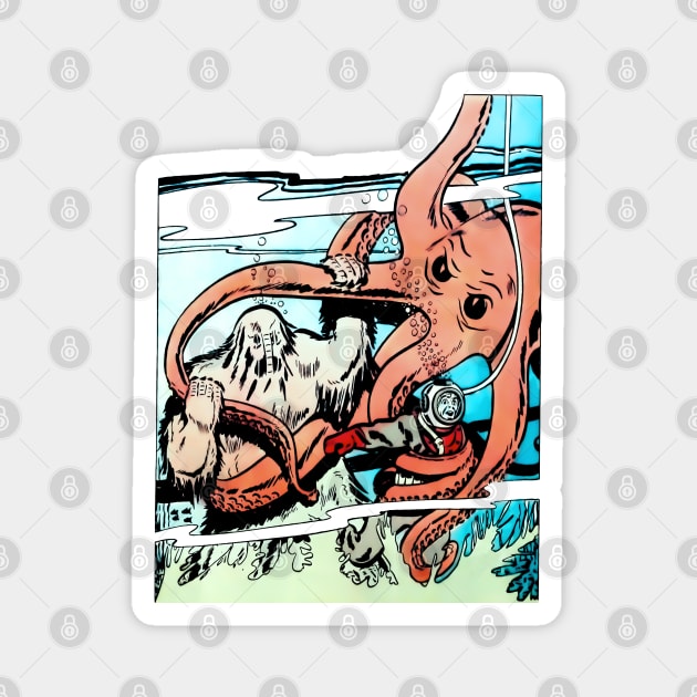 Monster Octopus Giant Marine Adventure Fantasy Magnet by REVISTANGO