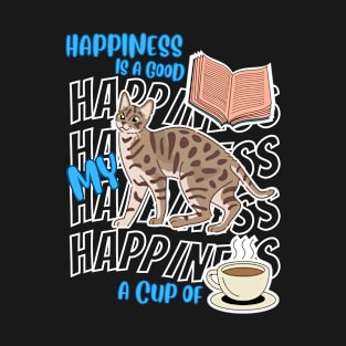 Happiness Is Bengal Cats Good Books Coffee Cute Cat Lover T-Shirt