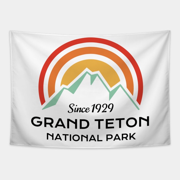 Grand Teton National Park Retro Tapestry by roamfree