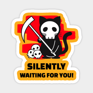 Silently Waiting For You Cat Grim Reaper Magnet