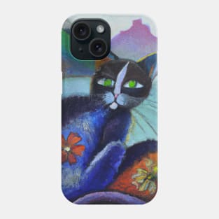 Island Cat Painting in the style of Gauguin Phone Case