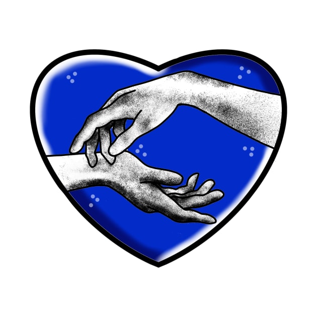 erotic hands in a royal blue heart cute gift by AnanasArt