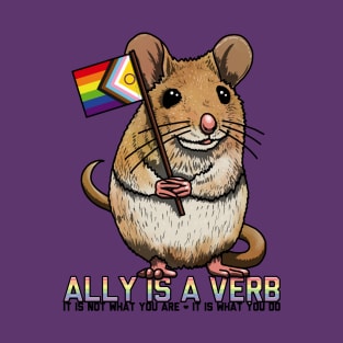 Ally is a Verb Rainbow Mouse T-Shirt