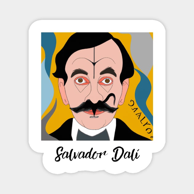 Salvador Dali Art Nouveau Style Portrait - Art Gifts Magnet by WrittersQuotes