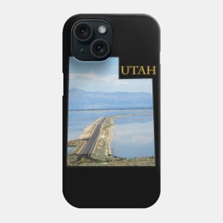 Utah State Outline - Antelope Island Causeway in the Great Salt Lake Phone Case