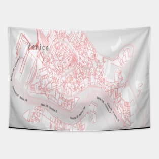 Venice red & white map Tapestry