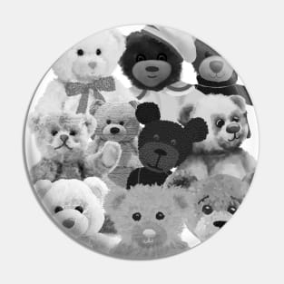 Teddy bear - lots of teddy bears - black and white Pin