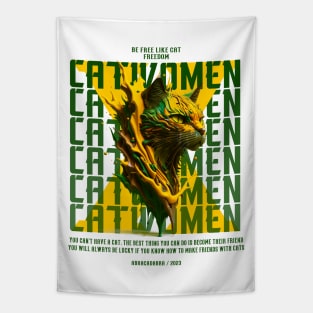 Cat women colorful Tapestry