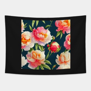 Watercolor peony painting Tapestry